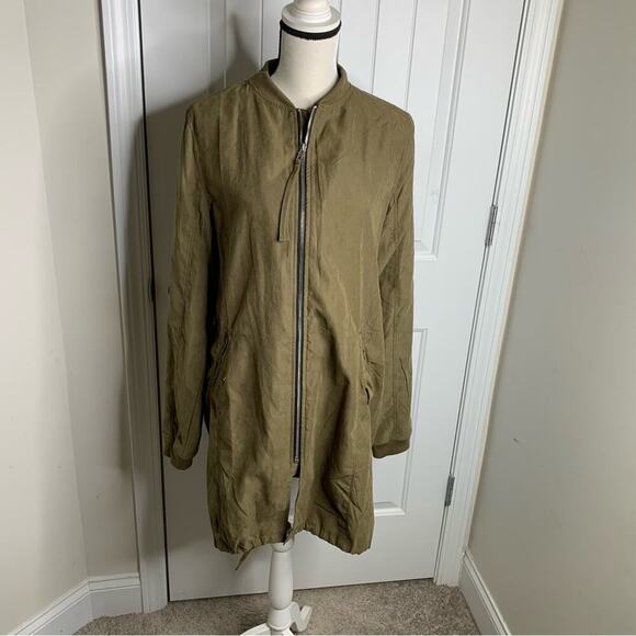 Anthropologie‎ Sophie Rue green zip up long lightweight jacket size XL utility - Picture 1 of 5